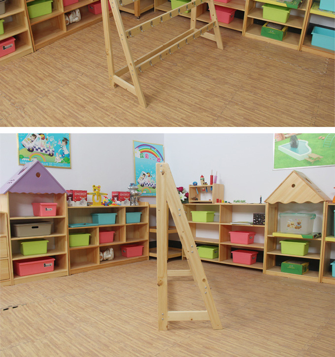 幼儿园专用松木可拆置物儿童木制毛巾架