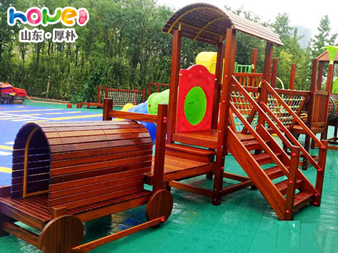 幼儿园火车造型大型室外组合滑梯 木质滑梯玩具厂家