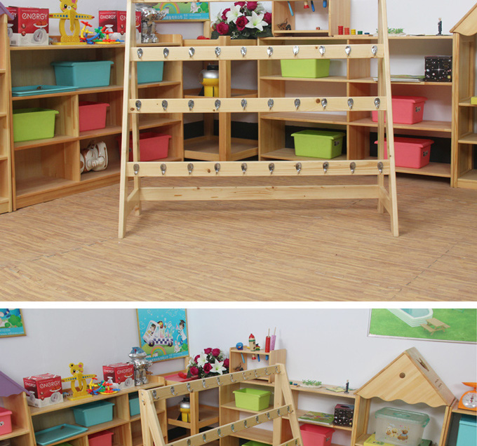 幼儿园专用松木可拆置物儿童木制毛巾架