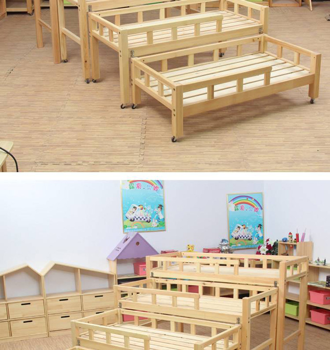 实木幼儿园四层推拉午睡儿童床 幼儿园四层床批发